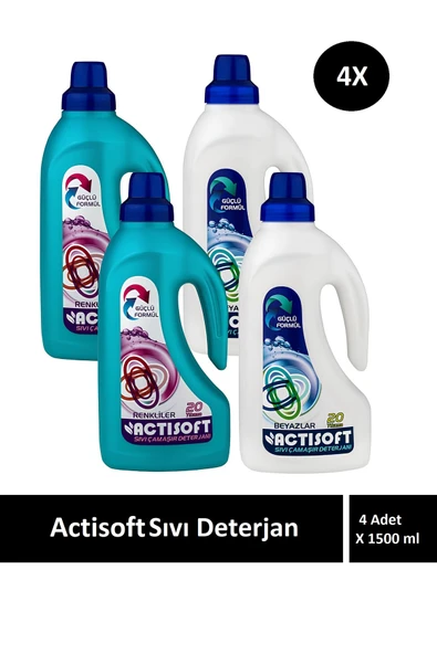 actisoft Beyazlar ve renkliler için sıvı çamaşır deterjanı 1500ml X 4 adet ürün görseli 1
