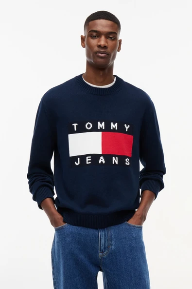 TJM REG FLAG SWEATER CNCK Erkek Mavi Kazak - DM0DM23413 ürün görseli 1