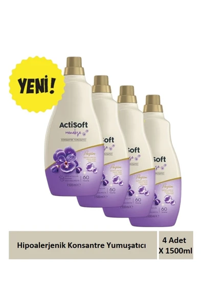actisoft Menekşe Kokulu hipoalerjenik konsantre yumuşatıcı 1500 ml X 4 Adet ürün görseli 1