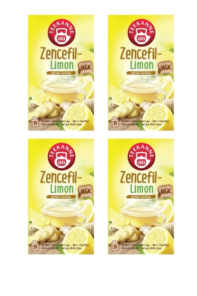 teekanne Zencefil Limon Bitki Çayı 4'lü Ekonomik Paket (4x20 - 80 Süzen Poşet) - Kafeinsiz ürün görseli 1