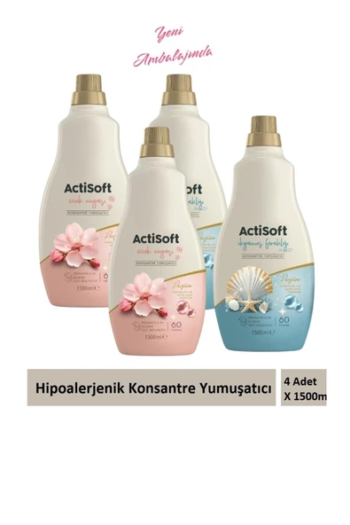 actisoft Hipoalerjenik Çiçek rüyası ve Okyanus Kokulu 1500 ml X 4 Adet ürün görseli 1