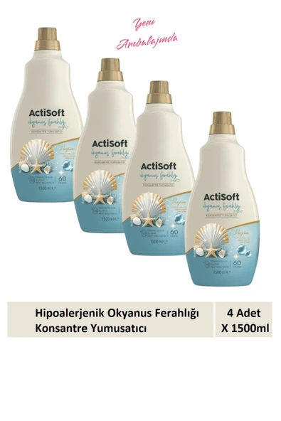 actisoft Hipoalerjenik Okyanus Ferahlığı Konsantre Çamaşır Yumuşatıcı 1500 ml X 4 Adet ürün görseli 1