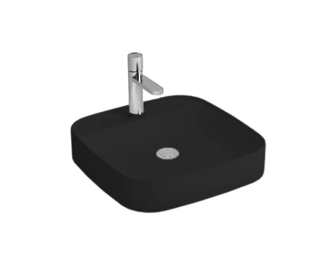 Newarc Loft Tezgah Üstü Batarya Delikli Lavabo Mat Siyah 50X50X12Cm 515050Bt-Mb ürün görseli 1