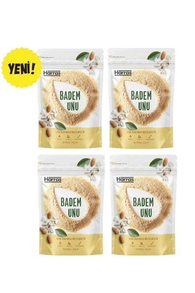 Harras Harass Badem Unu 250 Gr x 4 Adet | %100 Badem | Glutensiz Yüksek Lifli Protein ürün görseli 1