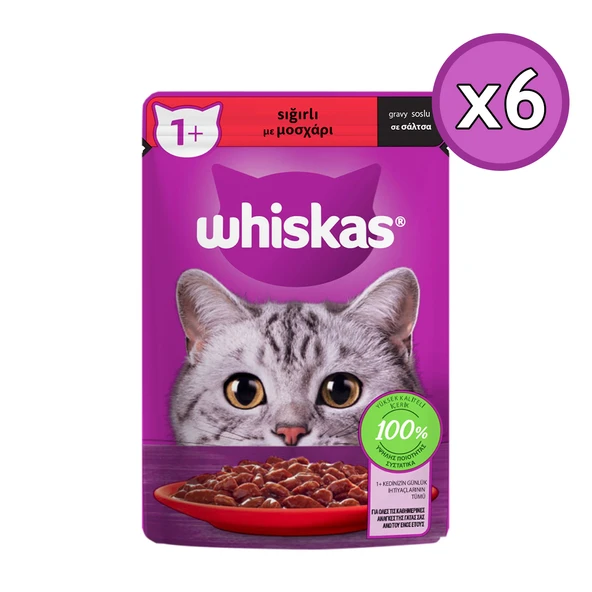 Whiskas Sığırlı Poşet Yaş Kedi Maması 85 gr 6 Adet ürün görseli 1