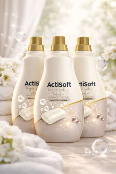 actisoft Beyaz Sabun Kokulu Konsantre Yumuşatıcı 1500 ml x 3 Adet – Parfüm Kapsüllü 180 Yıkama ürün görseli 1