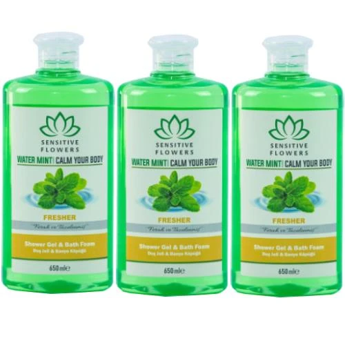 Sensitive Flowers Water Mint Fresher Duş Jeli 3 X 650 Ml ürün görseli 1