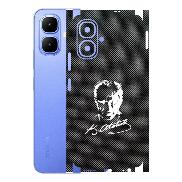 Infinix Smart 10 ile Uyumlu Bumper Serisi Premium Kaplama 360  Atatürk İmzalı Siyah ürün görseli 1