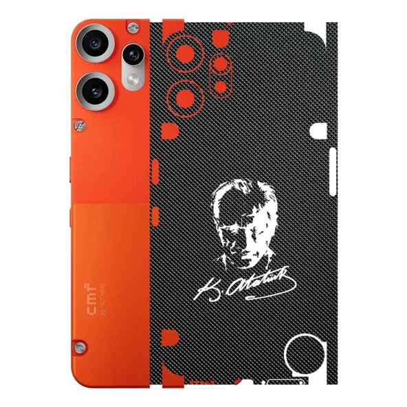 CMF Phone 2 Pro ile Uyumlu Bumper Serisi Premium Kaplama 360  Atatürk İmzalı Siyah ürün görseli 1