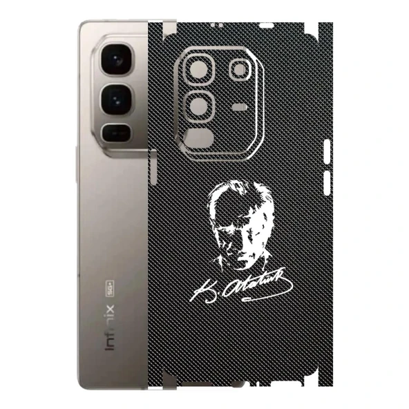 Infinix Note 50 Pro Plus 5G ile Uyumlu Bumper Serisi Premium Kaplama 360  Atatürk İmzalı Siyah ürün görseli 1