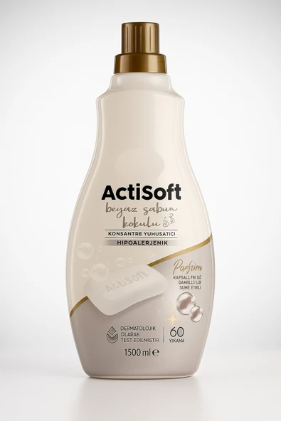actisoft HİPOALERJENİK Beyaz Sabun Kokulu Konsantre Yumuşatıcı 1500 ml – 60 Yıkama ürün görseli 1