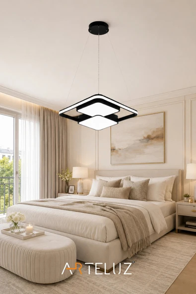 ARTELUZ ÇİFT KARE MODEL MODERN SARKIT AVİZE (50X50 CM) - Resim 2