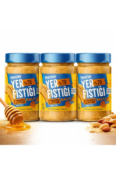Harras Ballı Yer Fıstık Ezmesi 350 g (3’lü Paket) ürün görseli 1