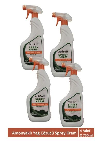 actisoft Amonyaklı Yağ Çözücü Sprey Krem 4 Adet X 750 ml ürün görseli 1