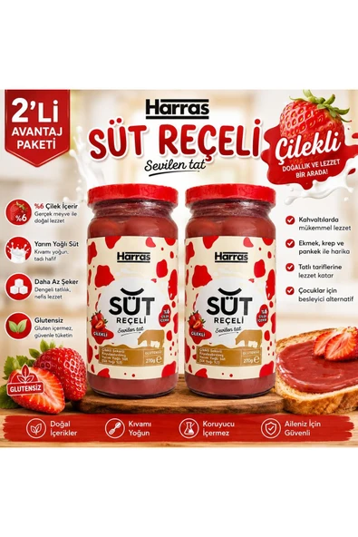 Harras Glutensiz Çilekli Süt Reçeli 2x270 g ürün görseli 1