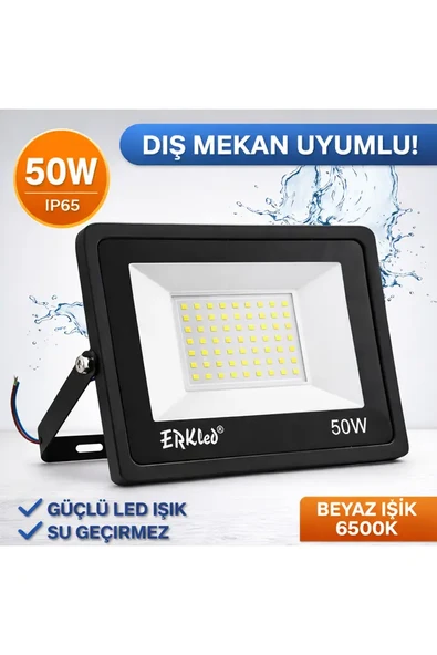 50W LED Projektör IP65 Su Geçirmez Dış Mekan Beyaz Işık Slim Kasa ürün görseli 1