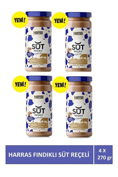 Harras Glutensiz Fındıklı Süt Reçeli 270 gr X 4 Adet ürün görseli 1