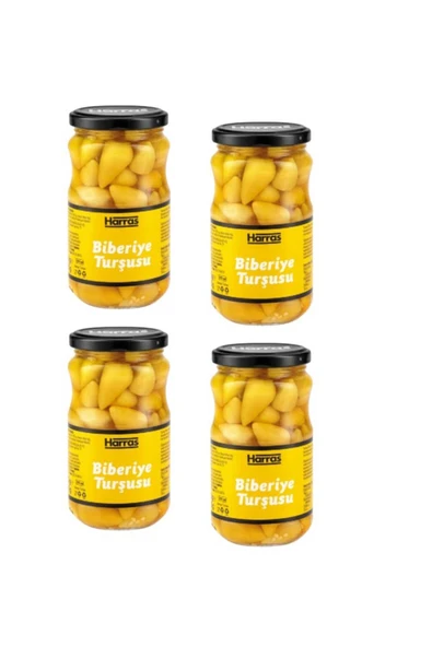 Harras Acı Sarı Biberiye Turşusu 335 Gr x 4 Adet | Çıtır Cin Biber Turşusu | Doğal Sirkeli Meze ürün görseli 1