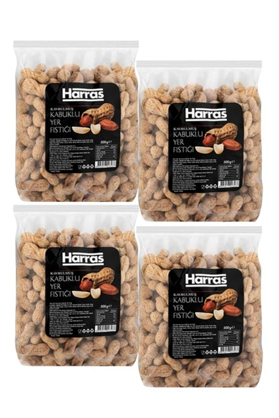 Harras Kavrulmuş Kabuklu Yer Fıstığı Yerli Çıtır Çitlek Kuruyemiş Yüksek Gramaj Seti 4 Adet x 500 gr ürün görseli 1