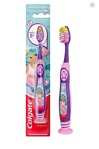 Colgate Mor Deniz Kızı Çocuk Diş Fırçası 5+ Yaş Yapışkan Tabanlı Ekstra Yumuşak ürün görseli 1