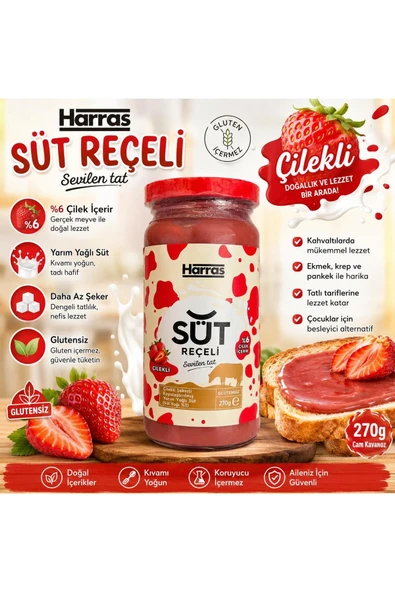 Harras Glutensiz Çilekli Süt Reçeli 270 g ürün görseli 1