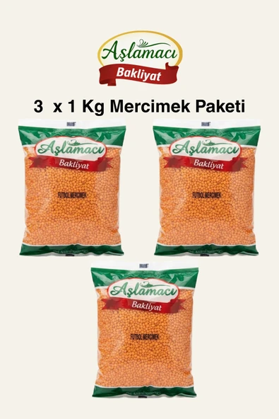 Aşlamacı Bakliyat Futbol Mercimek – 3’lü Ekonomik Paket (3 x 1 kg) ürün görseli 1