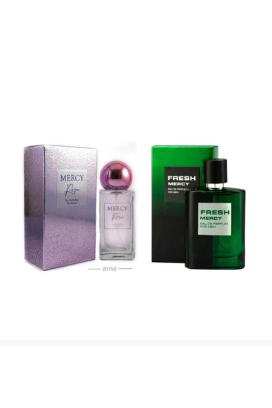 Mercy Rose kadın parfüm 50 ml +Fresh Erkek Parfüm 50 Ml 2 li ürün görseli 1