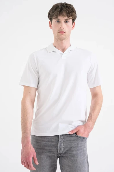 Jack&Jones 12288948 Yakali Erkek Tshirt - Beyaz ürün görseli 1