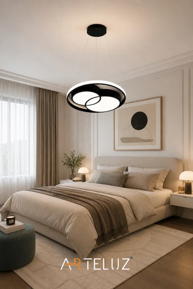 ARTELUZ ÇİFT YUVARLAK MODEL MODERN SARKIT AVİZE (50 CM) - Resim 5