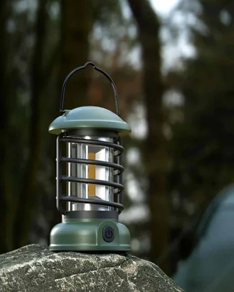 Madfox Vintage Glamping 300 Lümen Yeşil Kamp Lambası ürün görseli 1