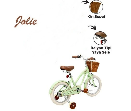 Gokidy Jolie 16" Jant Çocuk Bisikleti - Italyan Tipi Sele ve Elcik Yeşil ürün görseli 1