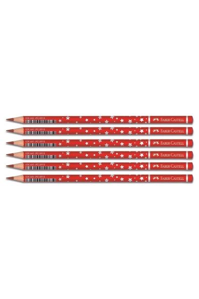 Faber Yıldız Desenli Kırmızı Renkli Kurşun Kalem 6 Lı Paket (1131450001) ürün görseli 1