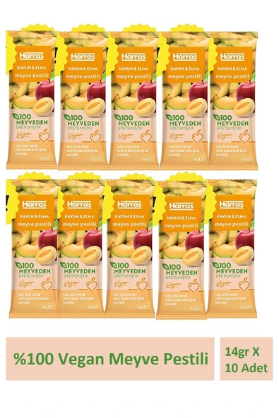 Harras Vegan Meyve Pestili Kavun Ve Elma 14gr X 10 Adet ürün görseli 1