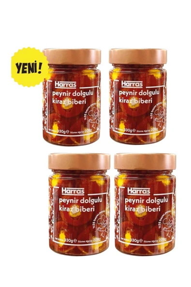 Harras Peynir Dolgulu Kiraz Biberi Kuzey Makedonya Gurme Meze Kahvaltılık Acı Tatlı 4x330g Set ürün görseli 1