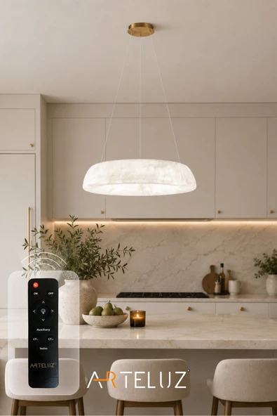 ARTELUZ DOĞAL MERMER GÖRÜNÜMLÜ MODERN SARKIT AVİZE (48 CM) ürün görseli 1