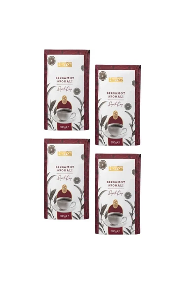 Harras 4'lü Bergamot Aromalı Siyah Çay Seti - 500 g x 4 Paket Özel Harman Dökme Çay 2 kg Stok Paketi ürün görseli 1