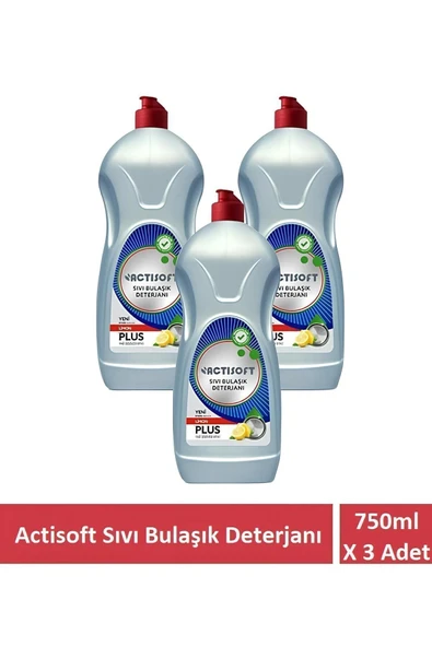 actisoft Yağ Çözücü Plus Sıvı Bulaşık Deterjanı 750 ml X 3 Adet ürün görseli 1