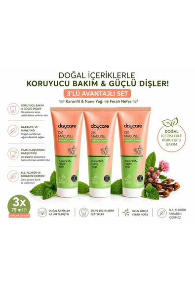 Daycare Karanfil Ve Nane Yağlı Glutensiz Diş Macunu 3'lü ürün görseli 1