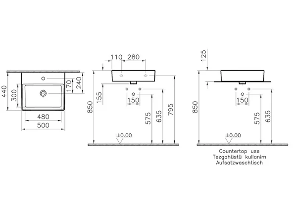 Nuo Çanak Lavabo Dikdörtgen 50x44 cm - Resim 2
