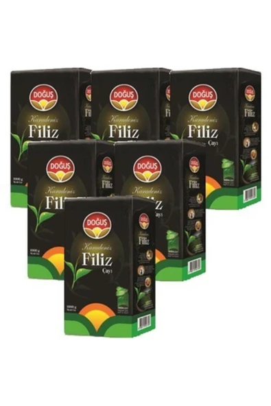 Doğuş Karadeniz Siyah Filiz Çayi 1000 Gr X 6 Adet = 6kg ( 2800-3000 Demlik ) ürün görseli 1