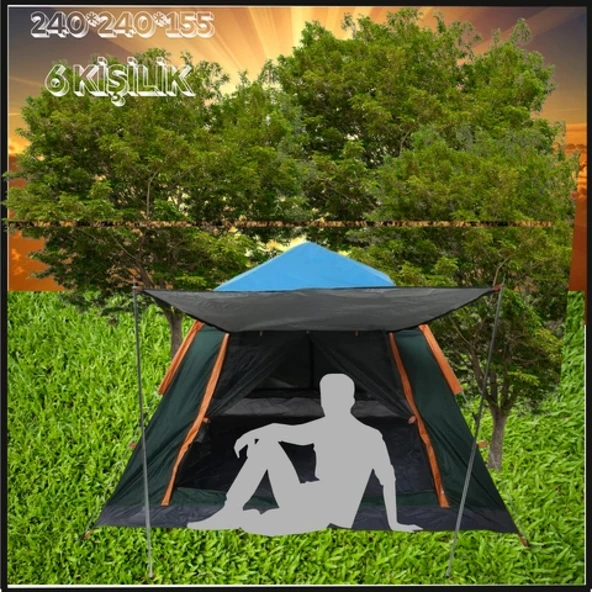 Uyguna-Yakala 240*240*155 Cm6 Kişilik Tam Su Ve Rüzgar Geçirmez Gölgelikli Tenteli Kamp Çadırı -730792 ürün görseli 1
