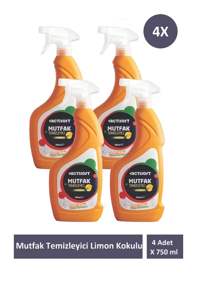 actisoft Mutfak Temizleyici Limon Kokulu Sprey 4 Adet X 750 ml ürün görseli 1