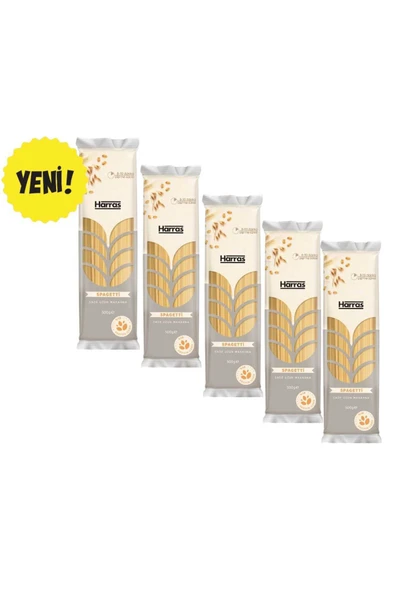Harras Spagetti Makarna Durum Buğdayı İrmiği %12 Protein Değerli Sade Uzun 5 x 500 gr (2.5 KG) ürün görseli 1