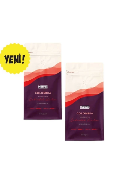 Harras Colombia Çekirdek Kahve %100 Arabica Orta Kavrulmuş 500 gr 2 Adet (Toplam 1000 gr) ürün görseli 1