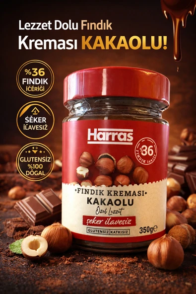 Harras Kakao Fındık Kreması Şeker İlavesiz 350 g ürün görseli 1