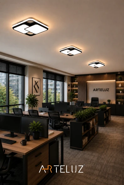 ARTELUZ ÇİFT KARE MODEL MODERN PLAFONYER AVİZE (50X50 CM) - Resim 5