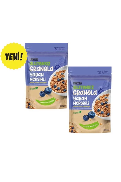 Harras Yaban Mersinli Granola Glutensiz İlave Şekersiz 300 gr 2 Adet (Toplam 600 gr) ürün görseli 1