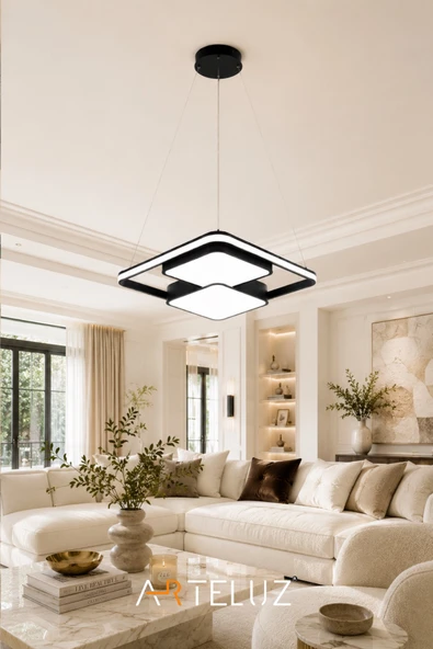 ARTELUZ ÇİFT KARE MODEL MODERN SARKIT AVİZE (50X50 CM) - Resim 6