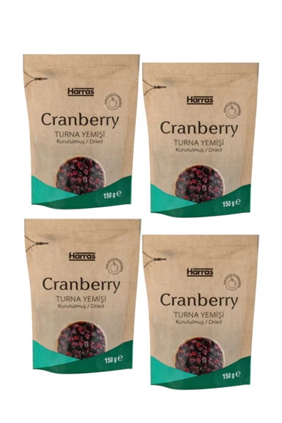 Harras Kurutulmuş Turna Yemişi Cranberry 4'lü Paket | İthal Enerji Deposu | 4 Adet X 150 gr ürün görseli 1