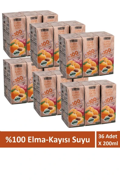 Harras Elma Kayısı Suyu %100 Meyve Suyu Oranı Şeker İlavesiz 36 Adet X 200 ml ürün görseli 1